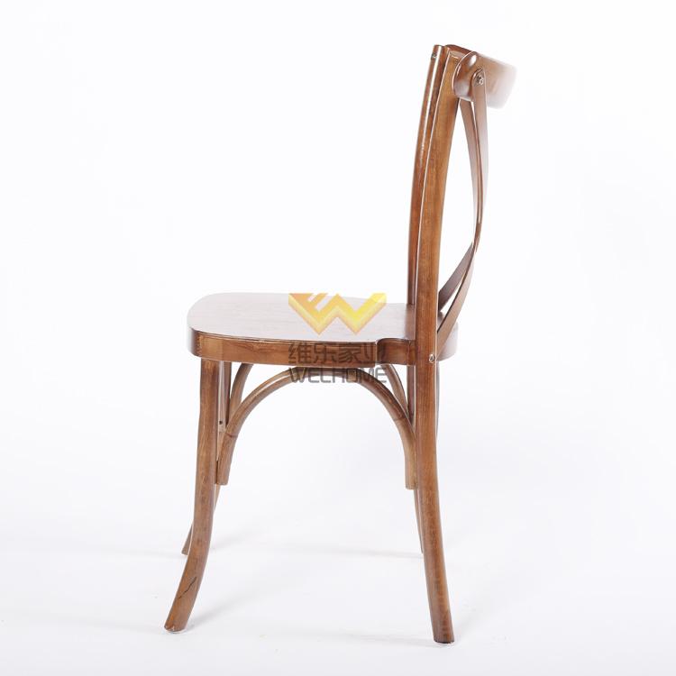vintage oak wooden crossback chair for wedding rental 